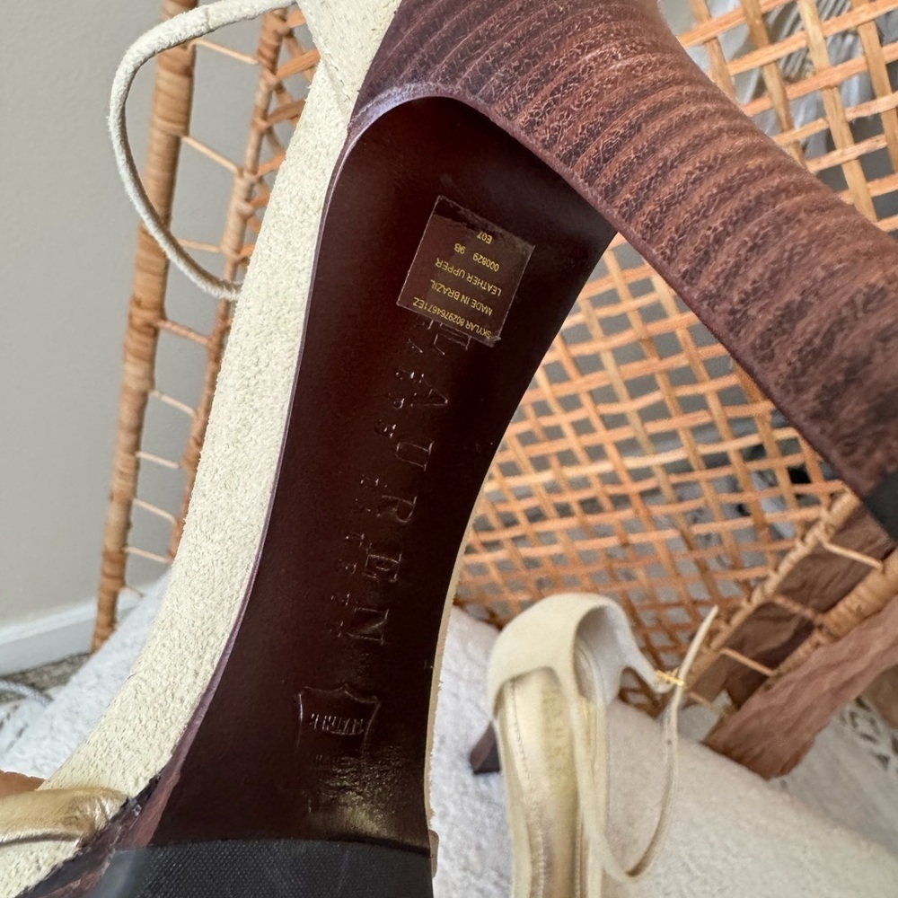 Ralph Lauren Gold and Cream Heels - Picture 6 of 15